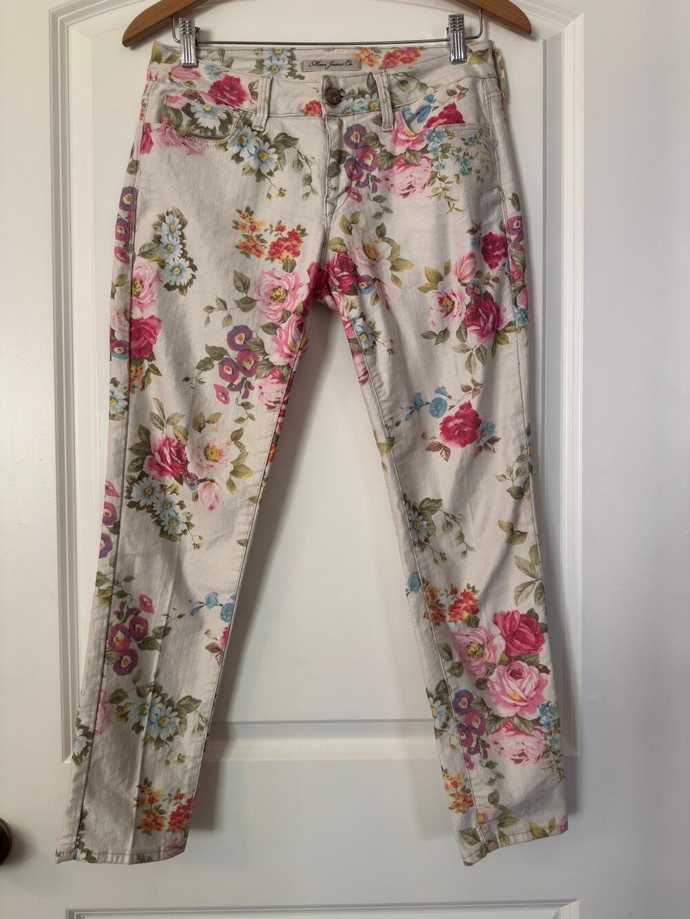 Mavi Jeans All-Over Floral Print Skinny Jeans Pink Rose  - Size: 27